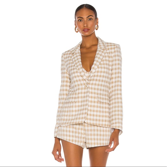 🆕 Camila Coelho Madia Blazer in Tan Check - Picture 2 of 4